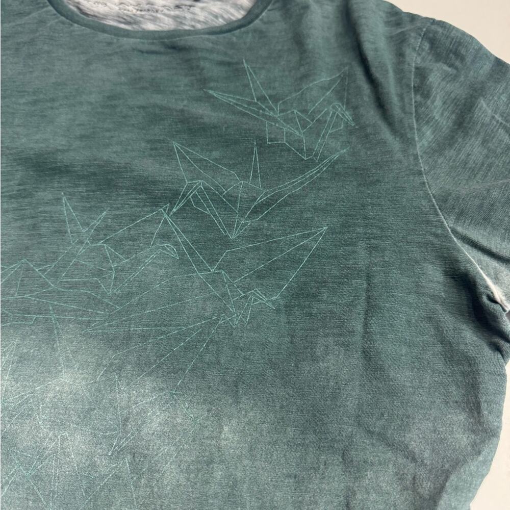 William Rast Green Geometric Distressed Graphic T-shirt Mens Size Large Cotton - Picture 2 of 7
